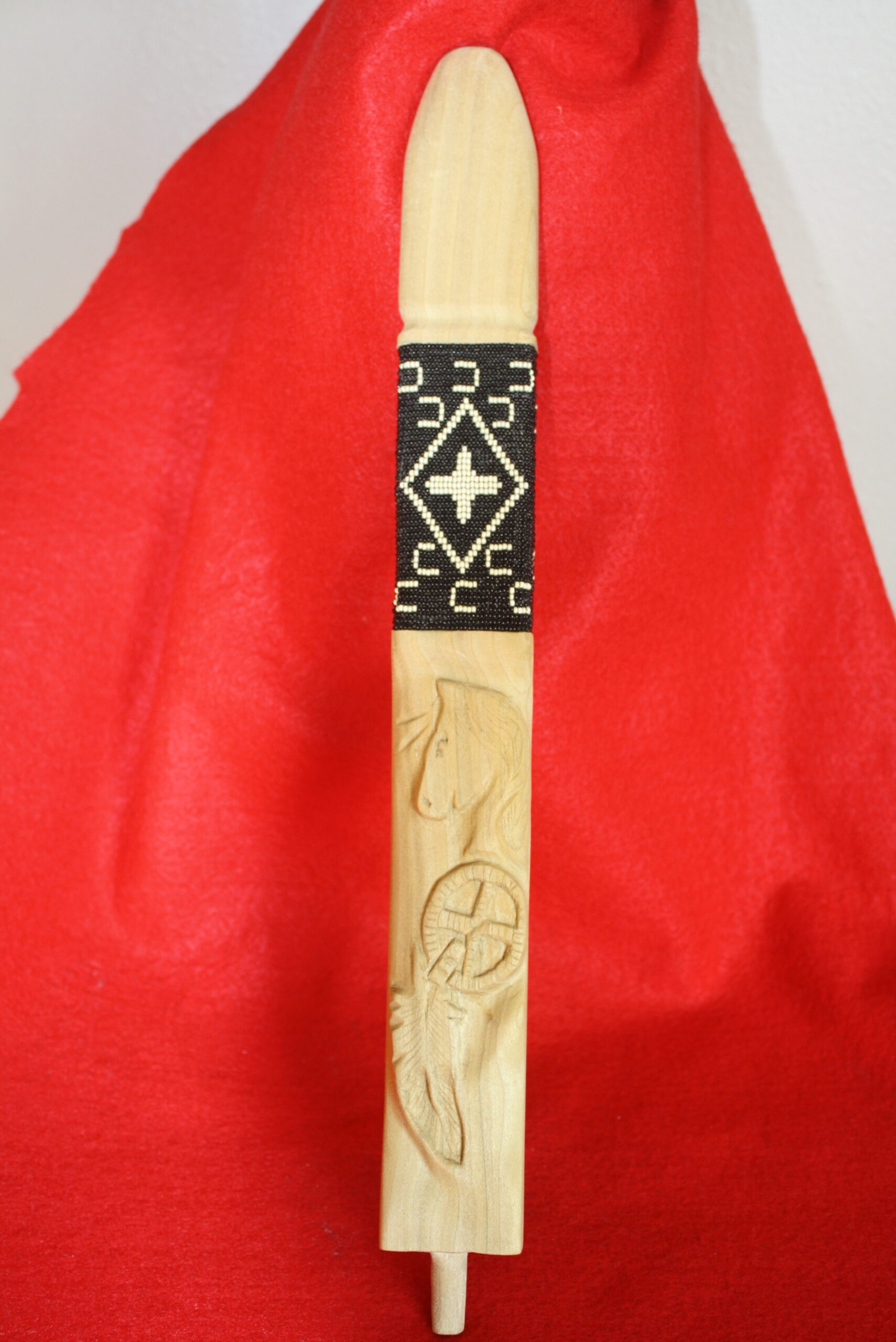 Ash Pipe Stem with Brass Tacks 18″ – Lakota Creations